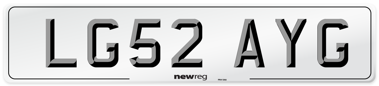 LG52 AYG Number Plate from New Reg